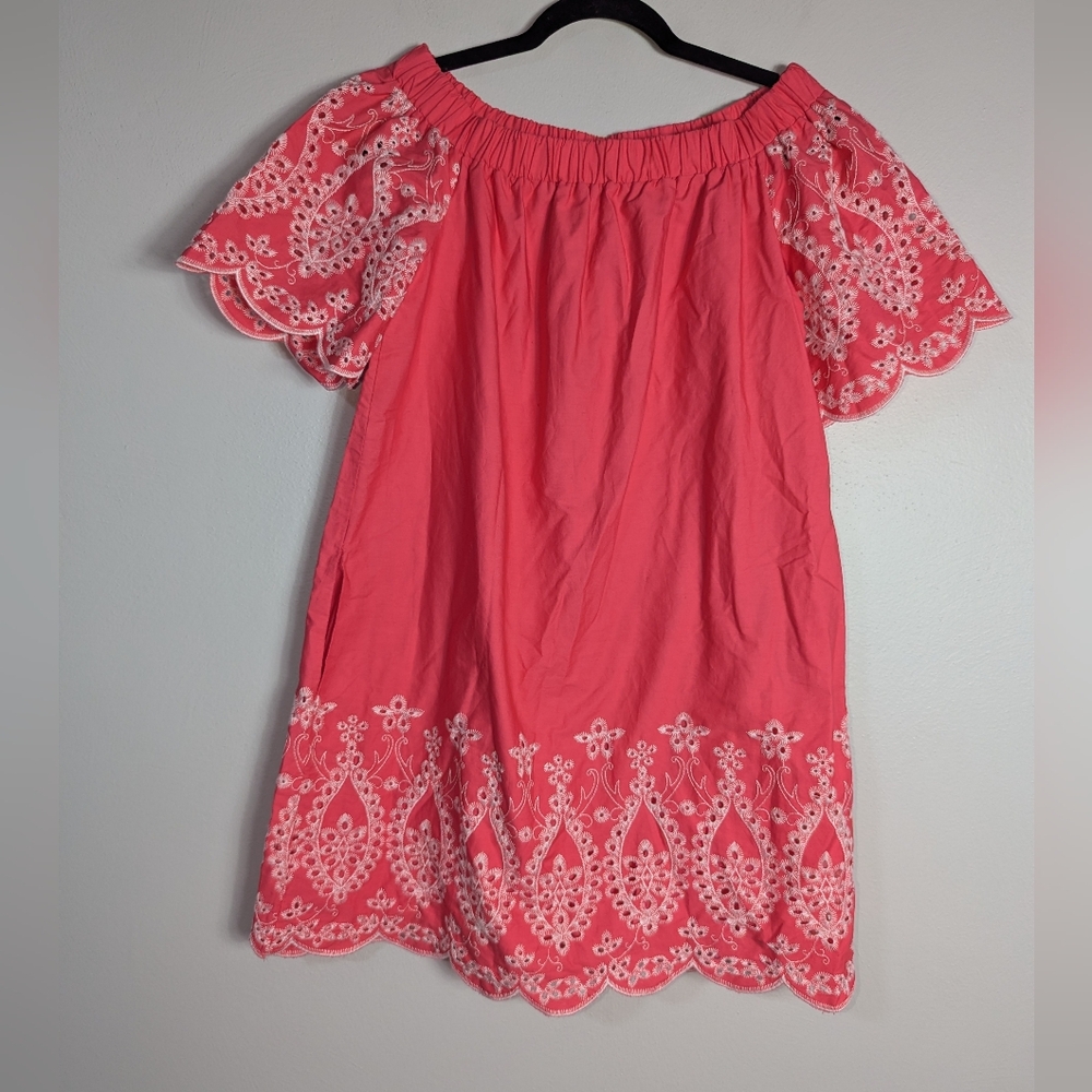 S New‎ York & Company Vibrant Pink Eyelet Mini Dress